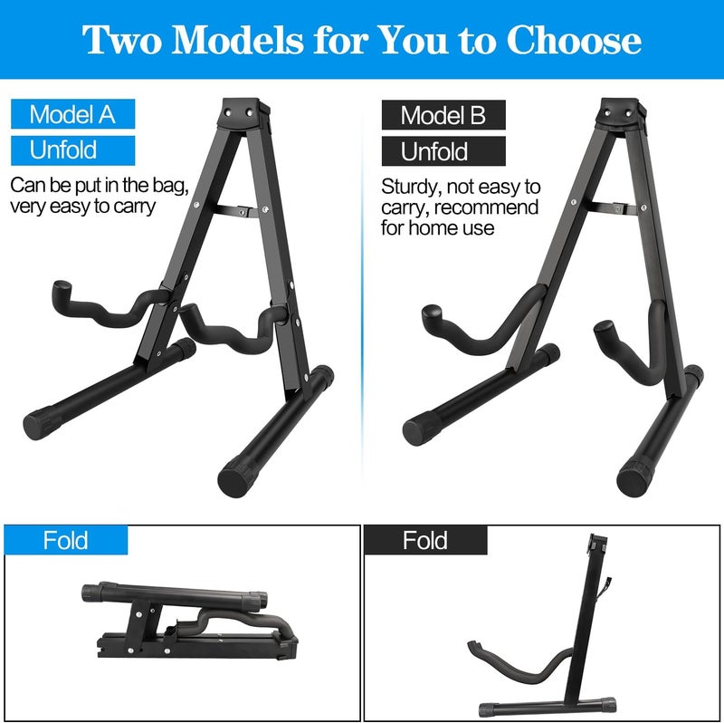 DkOvn 1 Pack Guitar Stand, A-Frame Folding Guitar Stand with Non-Slip Rubber and Foam Arms, Metal Guitar Stand for Acoustic Guitar, Electric Guitar, Bass, Ukulele, Banjo - Image 2